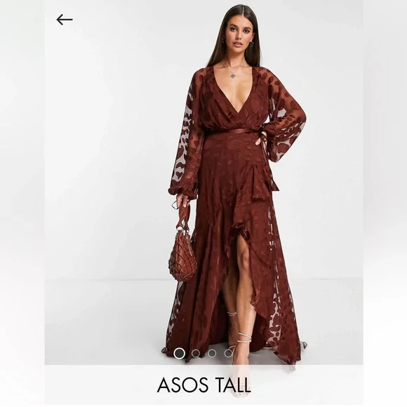 ASOS Tall Brown Wrap Dress - Picture 1 of 6